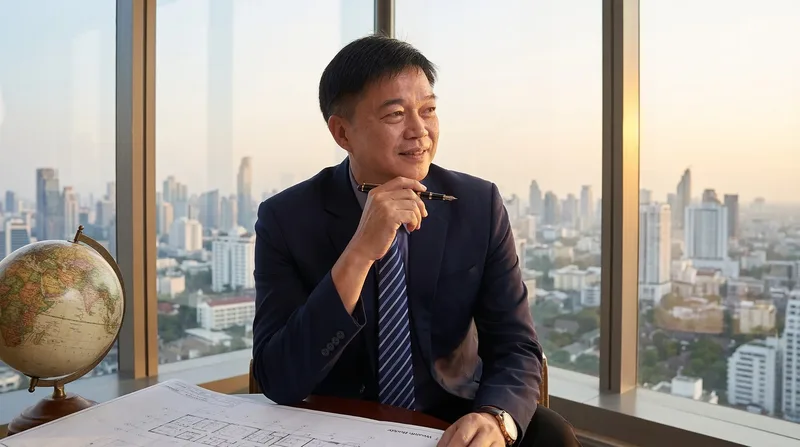 คุณอำนาจ บุตรเนียร ที่ปรึกษาการเงิน ที่โต๊ะทำงาน