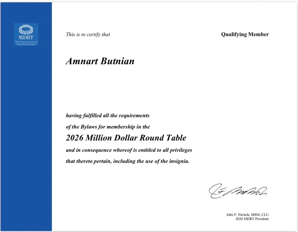 MDRT 2026 Qualifying Member Certificate - Amnart Butnian